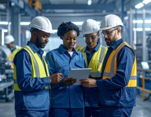 firefly a group of industrial technicians wearing uniforms and safety vests working together 290012